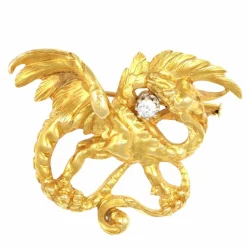 Broche Chimère Or Jaune et Diamants