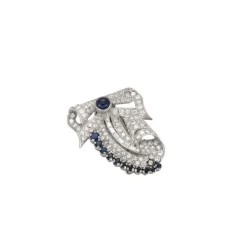 Broche Clip Diamants Saphirs