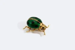 Broche coccinelle en or jaune émaillé