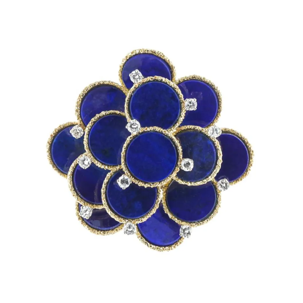 Broche Cocktail Diamants et Lapis Lazuli