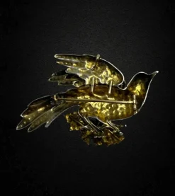 Broche colombe avec micro perles et turquoise