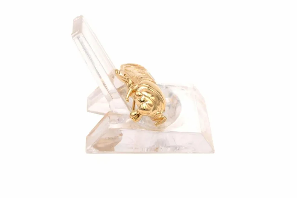 Broche contemporaine en or jaune et blanc 18 carats sertie de diamants