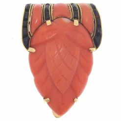 Broche corail et onyx