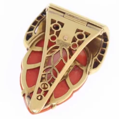 Broche corail et onyx