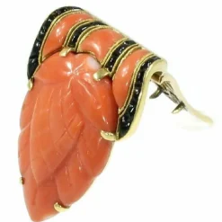 Broche corail et onyx