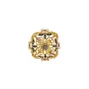 Broche coussin en or jaune avec rubis et saphirs