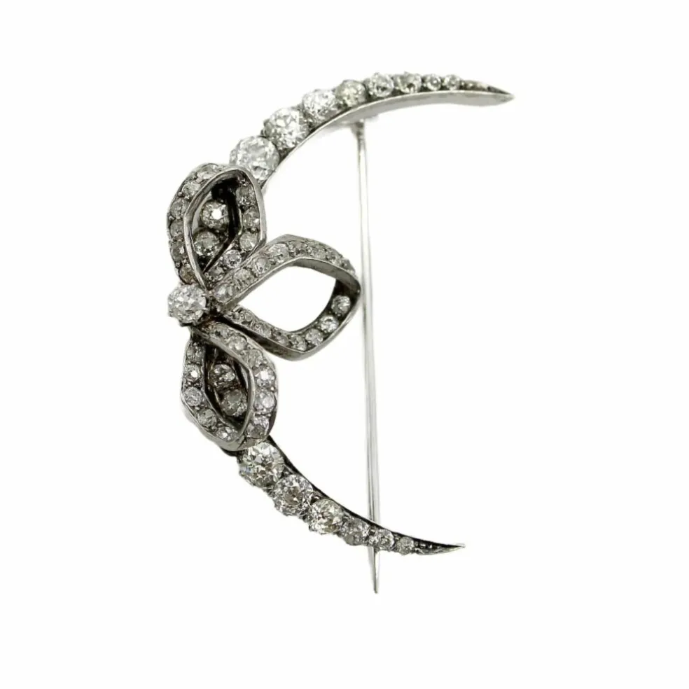 Broche croissant de lune en diamant