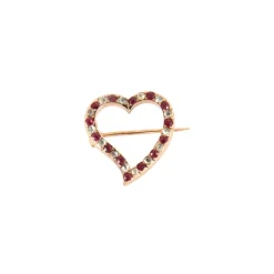 Broche Cœur Rubis Diamants Fin 19ème siècle