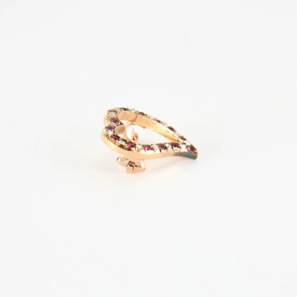 Broche Cœur Rubis Diamants Fin 19ème siècle