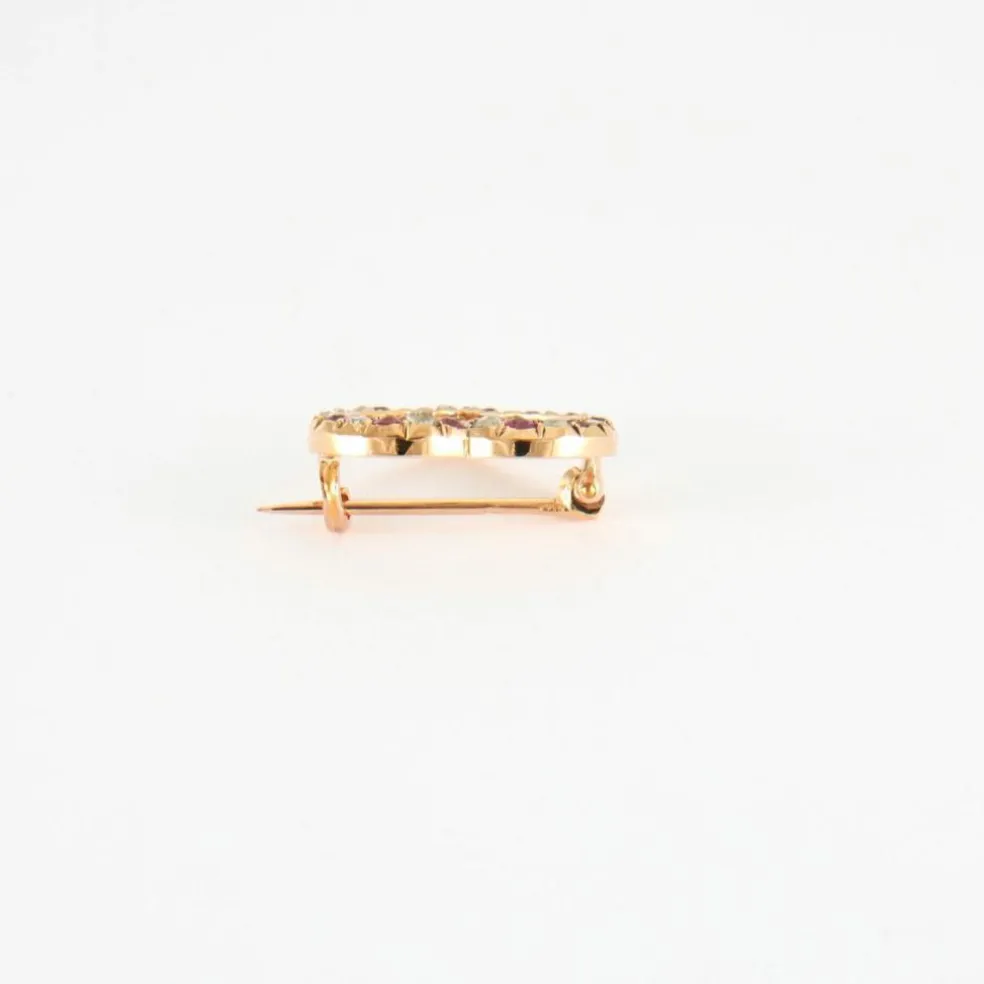 Broche Cœur Rubis Diamants Fin 19ème siècle