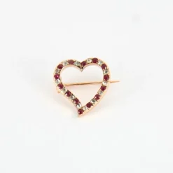 Broche Cœur Rubis Diamants Fin 19ème siècle