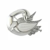 Broche Cygne Or Gris Nacre Diamants Pièce Unique