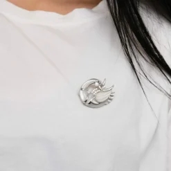 Broche Cygne Or Gris Nacre Diamants Pièce Unique