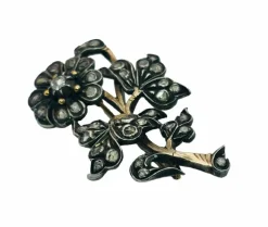 Broche de style Art Déco en or et argent avec diamants taille rose