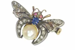 Broche diamant et perle