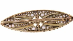 Broche diamant onyx et perle