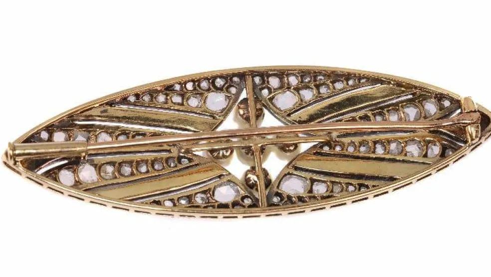 Broche diamant onyx et perle