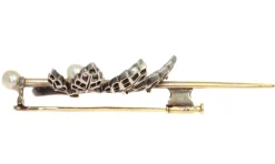 Broche diamant, perle