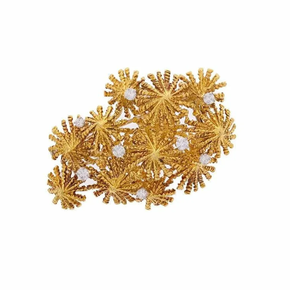 Broche diamants 0.68 carat en or jaune