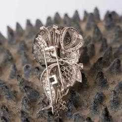 Broche diamants brillants et baguettes