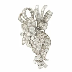 Broche diamants brillants et baguettes