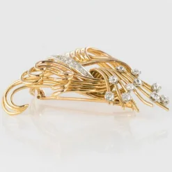 Broche diamants et or jaune rétro