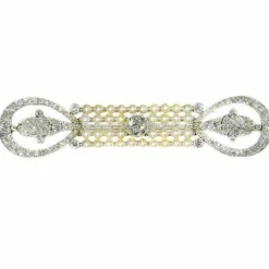 Broche diamants et perles