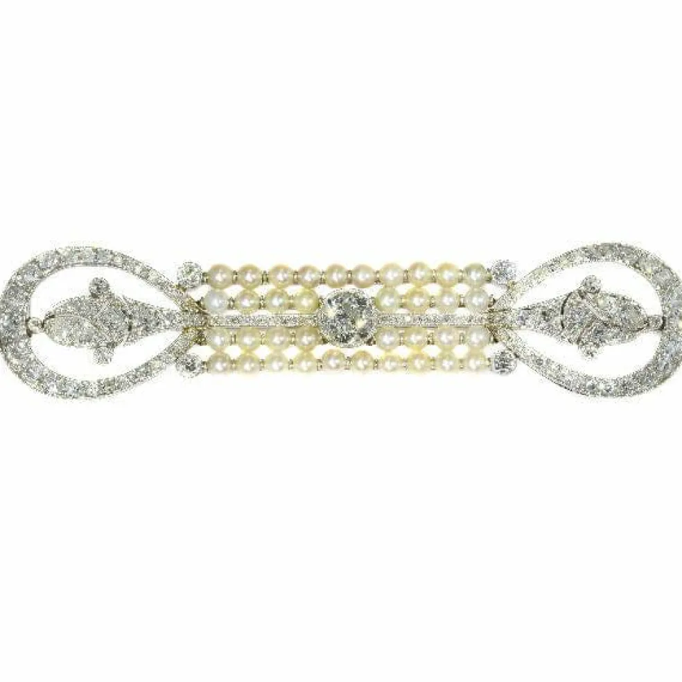 Broche diamants et perles