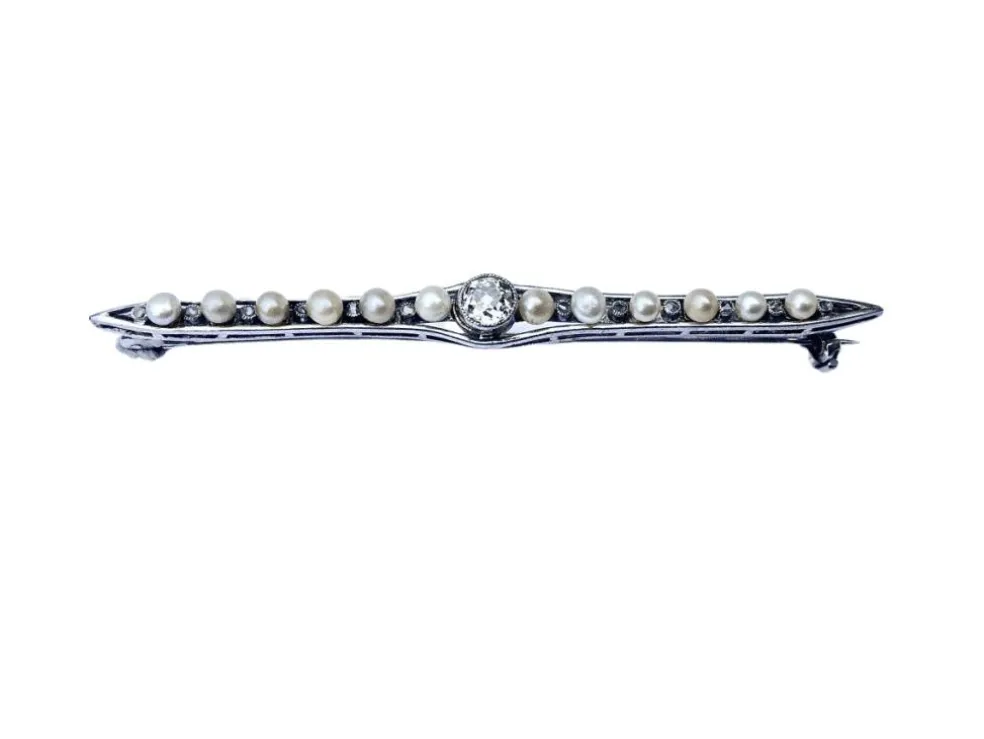 Broche Diamants Perles