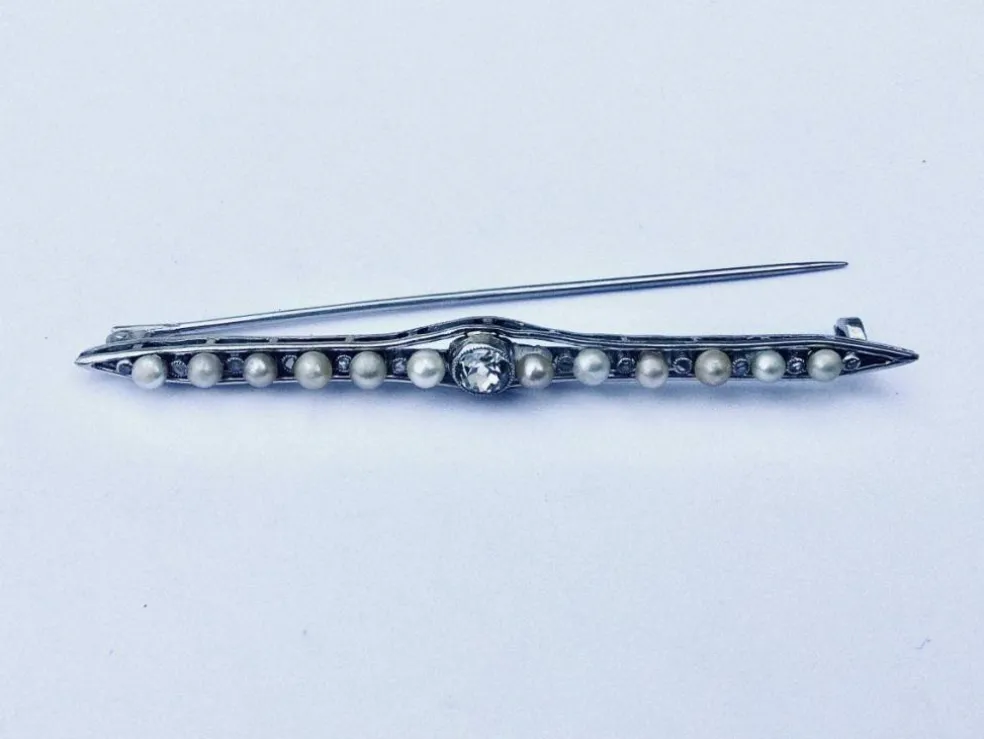 Broche Diamants Perles