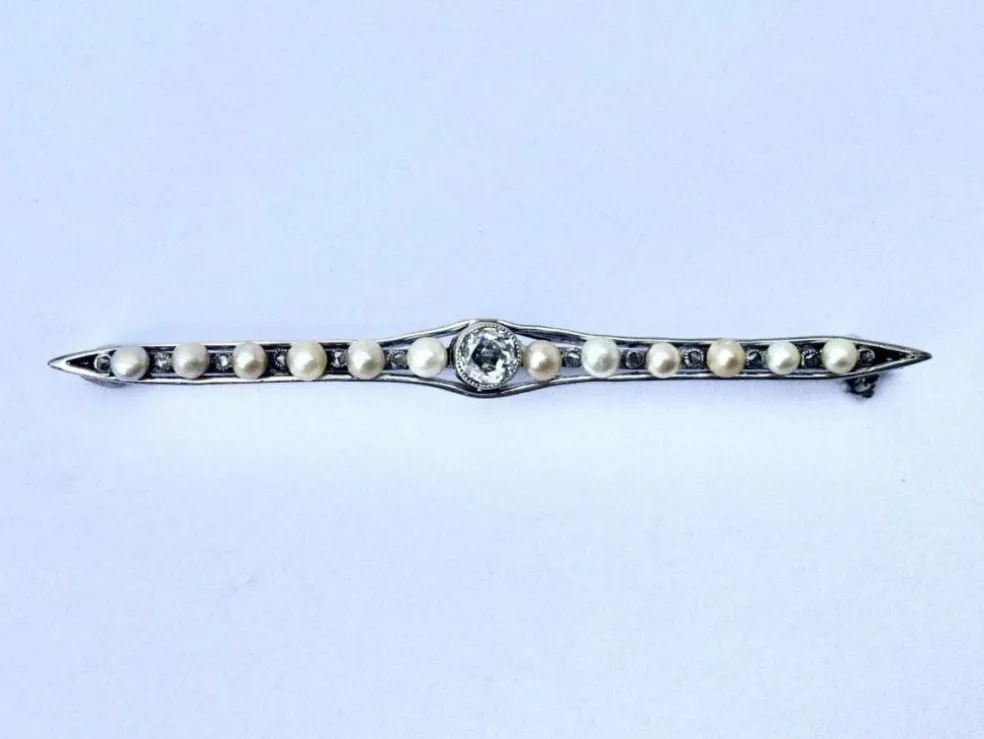 Broche Diamants Perles