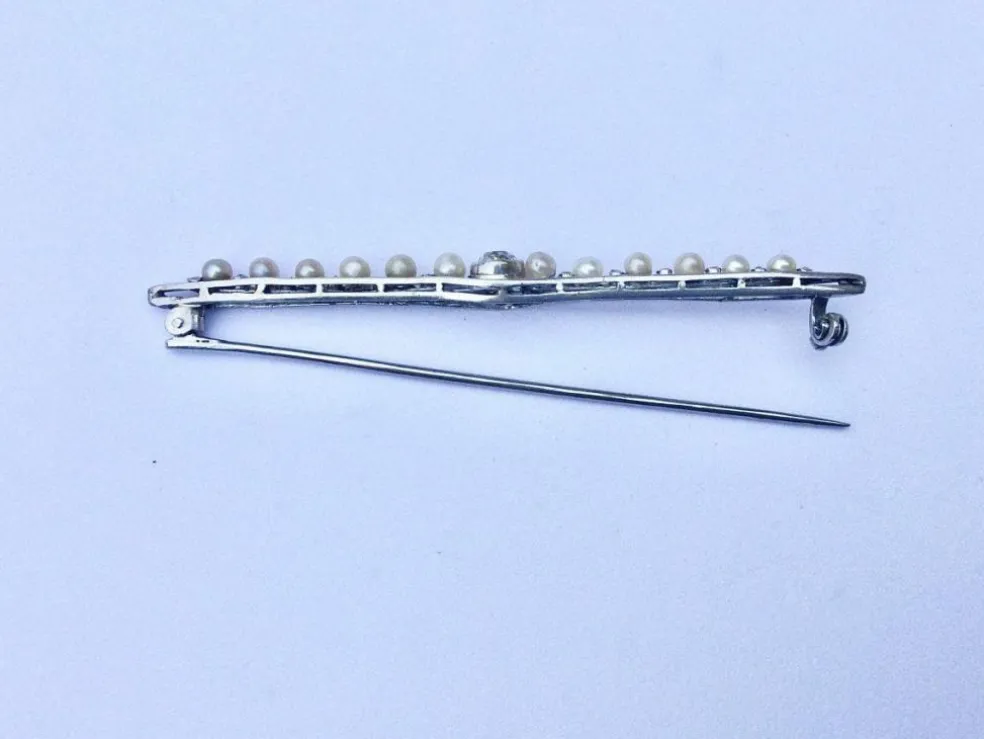 Broche Diamants Perles