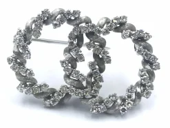 Broche double cercle diamants