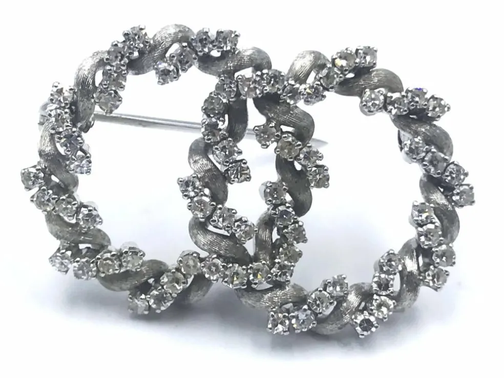 Broche double cercle diamants
