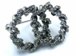 Broche double cercle diamants