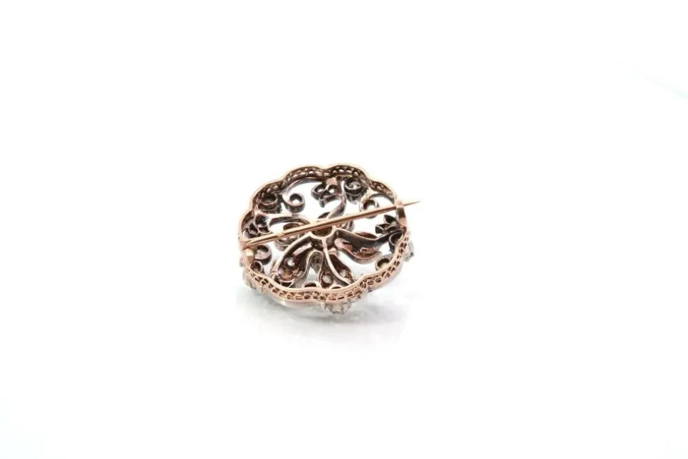 Broche 19e sertie de diamants or et argent