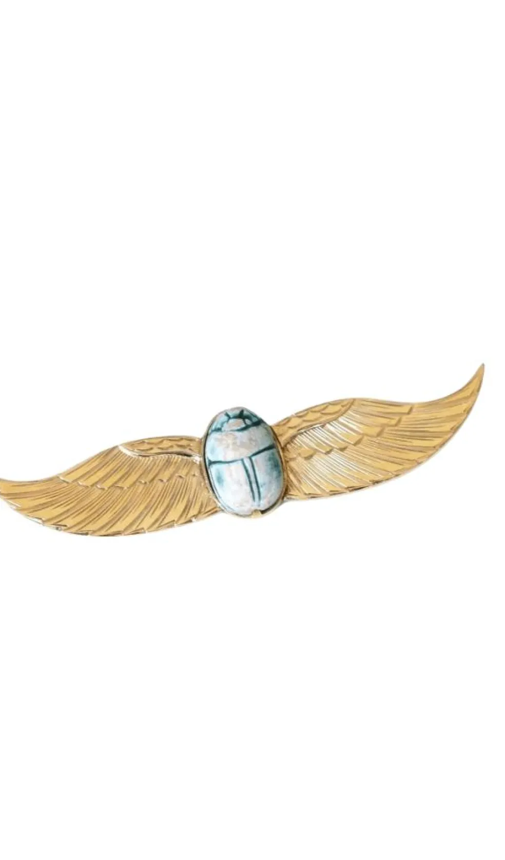 Broche Egyptomanie Or et Scarabée Amulette Fritte