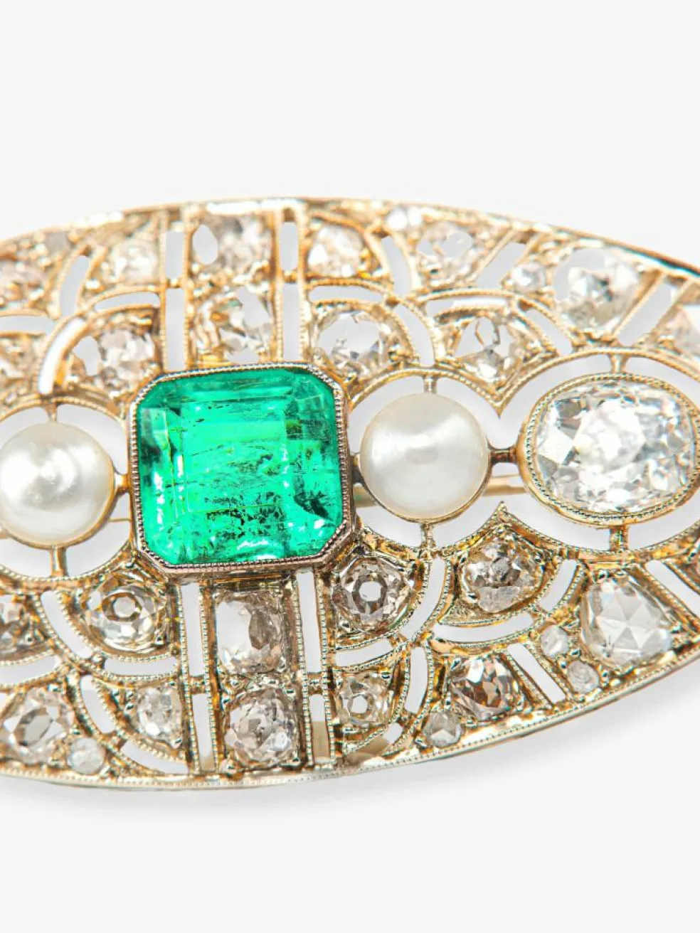 Broche Emeraude de Colombie et Diamants