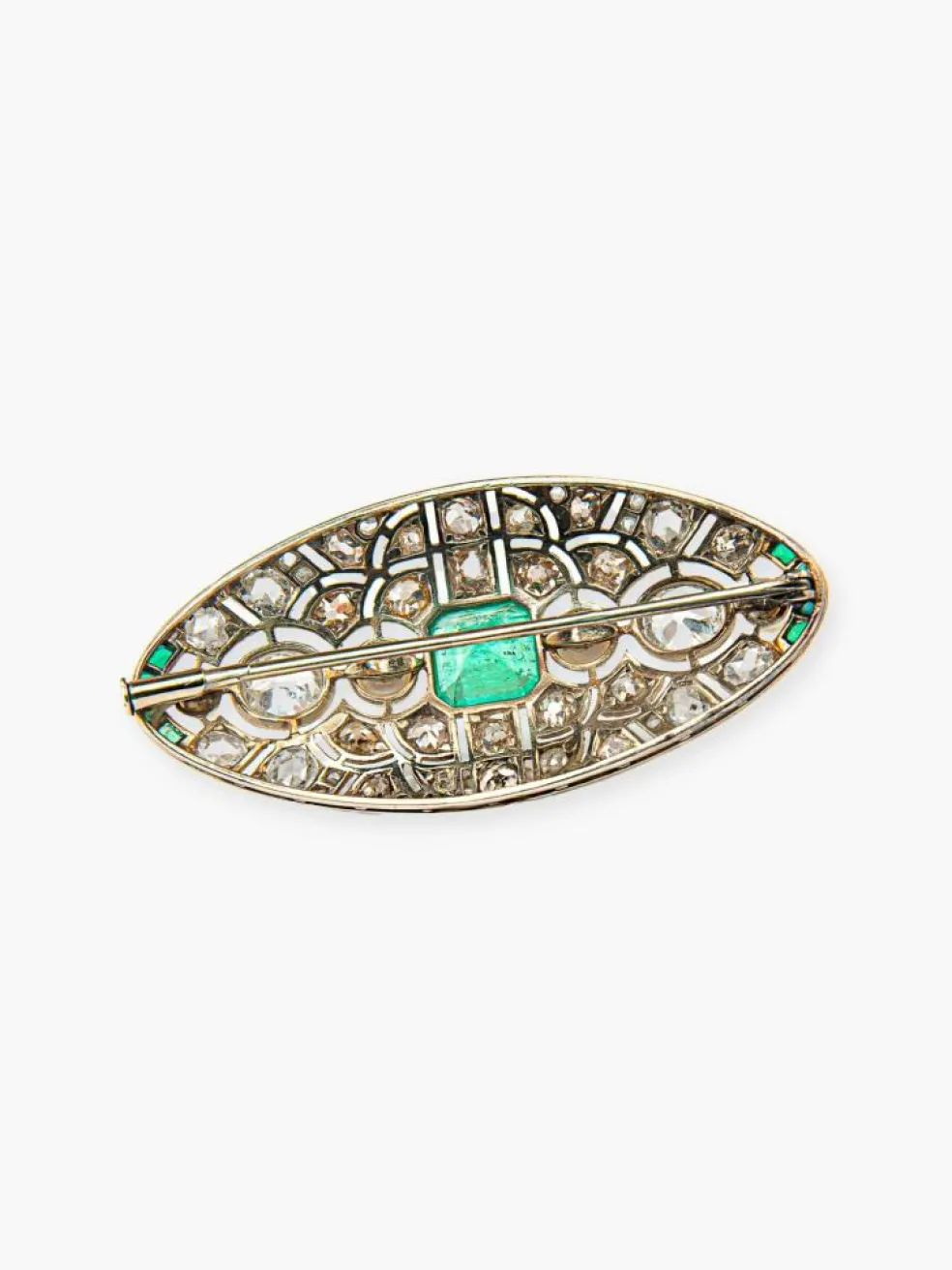 Broche Emeraude de Colombie et Diamants