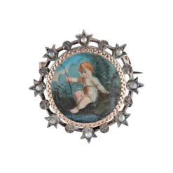 Broche en argent Miniature XIXe