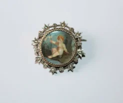 Broche en argent Miniature XIXe