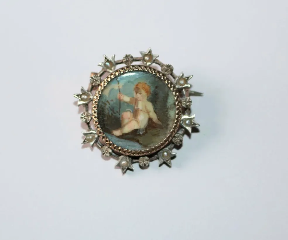 Broche en argent Miniature XIXe