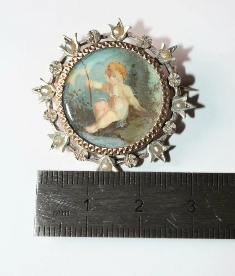 Broche en argent Miniature XIXe