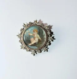 Broche en argent Miniature XIXe