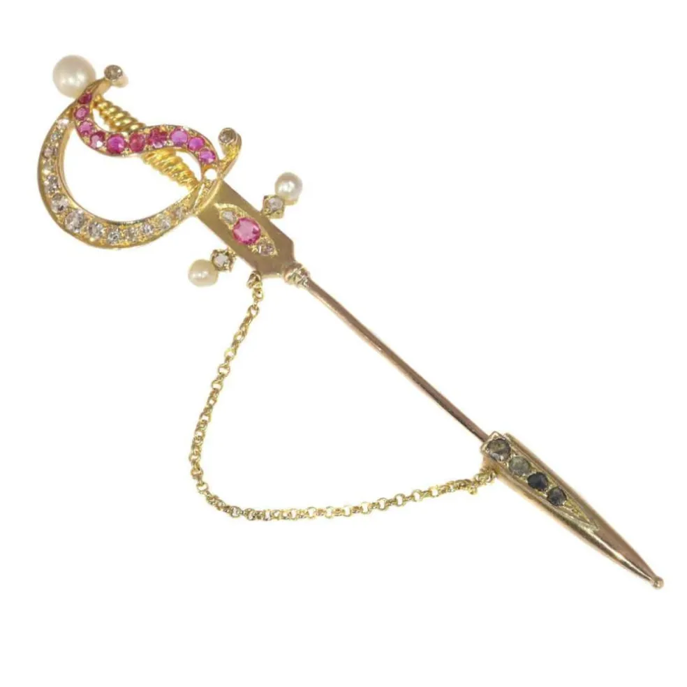 Broche en or et diamants