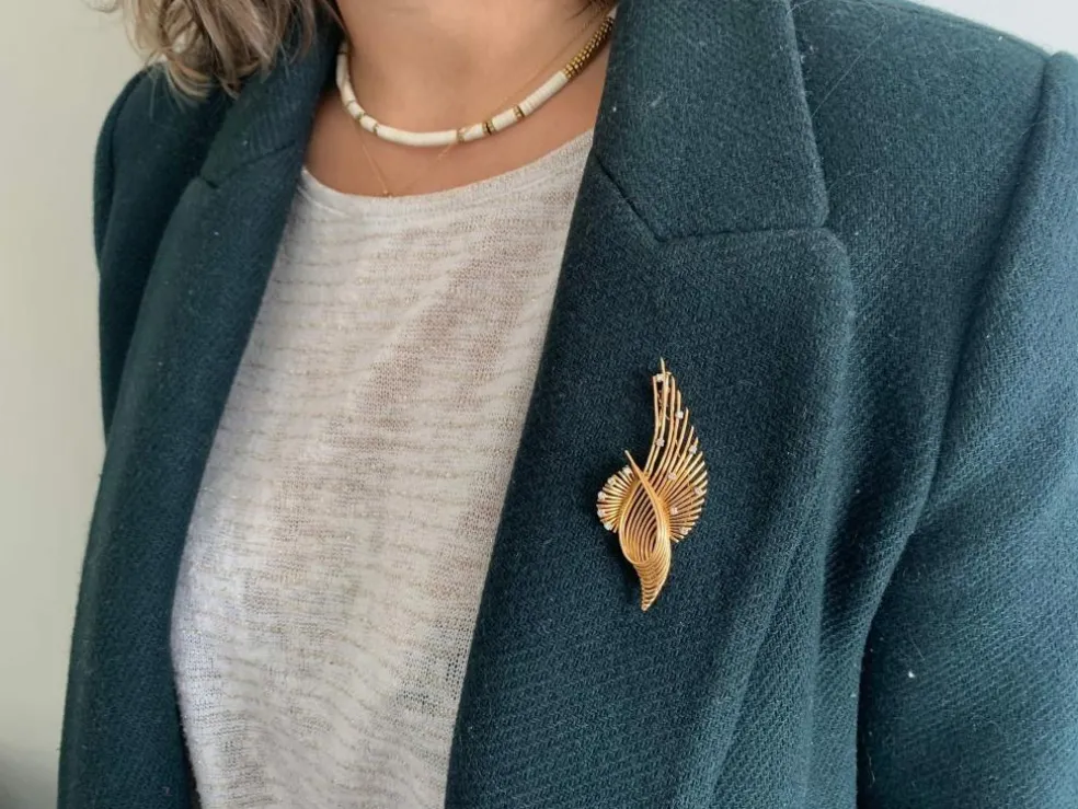 Broche en or et diamants