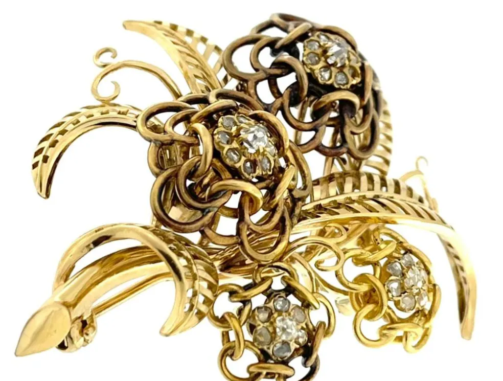 Broche en or jaune avec diamants