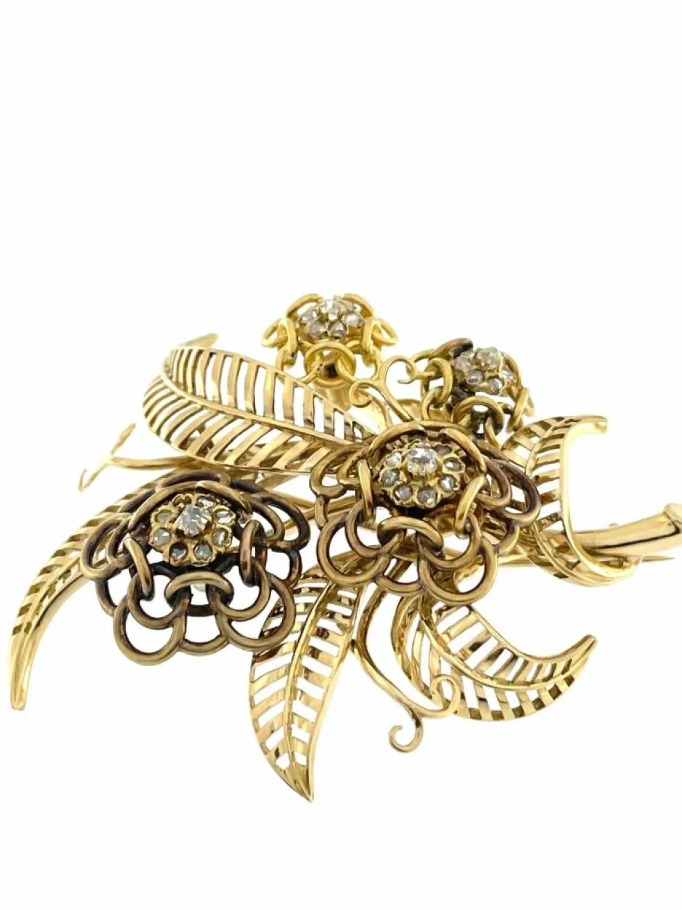 Broche en or jaune avec diamants