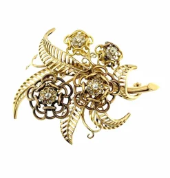 Broche en or jaune avec diamants