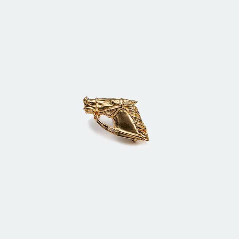 Broche en or jaune avec tête de cheval